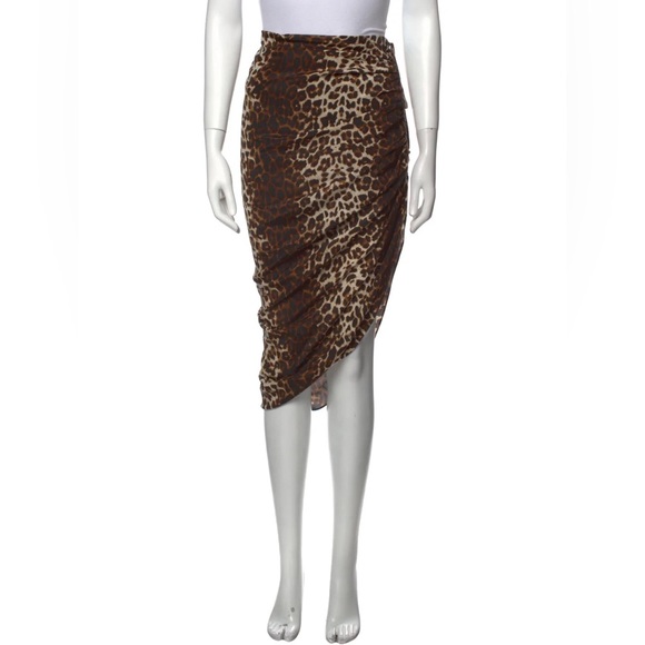 Veronica Beard Ari Silk Animal Print Side Ruched Midi Skirt - Picture 5 of 12